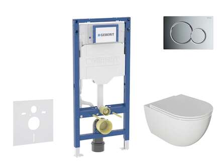 Geberit Duofix - Set předstěnové instalace, klozetu Oudee a sedátka softclose, tlačítko Sigma01, lesklý chrom SANI11CA1120B