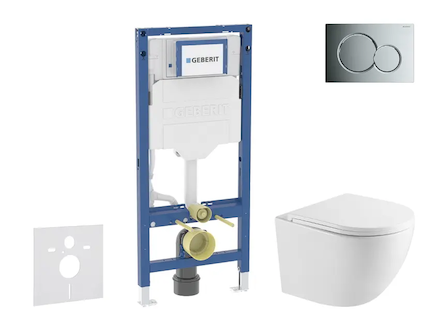Geberit Duofix - Set předstěnové instalace, klozetu Oudee a sedátka softclose, tlačítko Sigma01, lesklý chrom SANI11CA1158