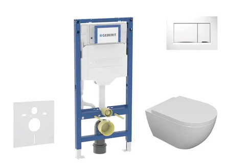 Geberit Duofix - Set předstěnové instalace, klozetu Oudee a sedátka softclose, tlačítko Sigma20, bílá/chrom SANI11CA3101B