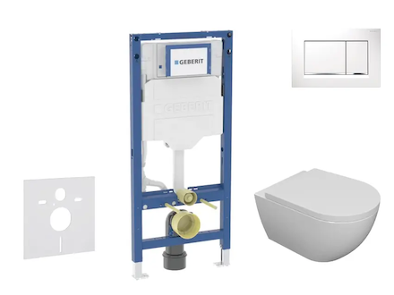 Geberit Duofix - Set předstěnové instalace, klozetu Oudee a sedátka softclose, tlačítko Sigma20, bílá/chrom SANI11CA3101B