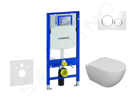 Geberit Duofix - Set předstěnové instalace, klozetu Oudee a sedátka softclose, tlačítko Sigma20, bílá/chrom SANI11CA3103