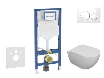 Geberit Duofix - Set předstěnové instalace, klozetu Oudee a sedátka softclose, tlačítko Sigma20, bílá/chrom SANI11CA3103B