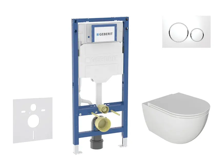 Geberit Duofix - Set předstěnové instalace, klozetu Oudee a sedátka softclose, tlačítko Sigma20, bílá/chrom SANI11CA3114B