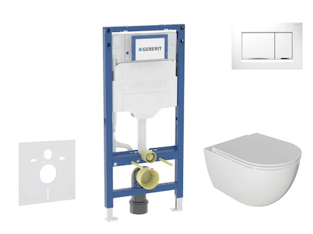 Geberit Duofix - Set předstěnové instalace, klozetu Oudee a sedátka softclose, tlačítko Sigma20, bílá/chrom SANI11CA3115B