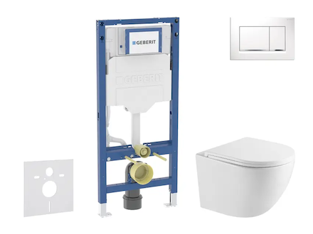 Geberit Duofix - Set předstěnové instalace, klozetu Oudee a sedátka softclose, tlačítko Sigma20, bílá/chrom SANI11CA3197