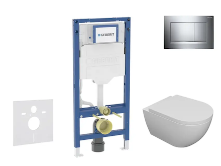 Geberit Duofix - Set předstěnové instalace, klozetu Oudee a sedátka softclose, tlačítko Sigma20, chrom SANI11CA1101B