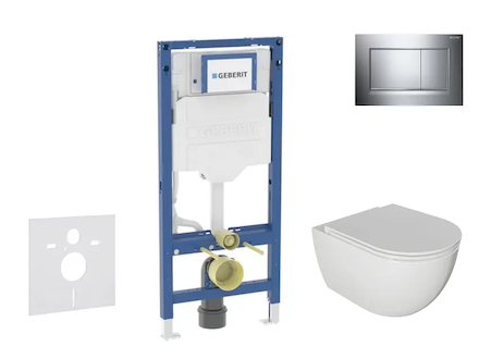 Geberit Duofix - Set předstěnové instalace, klozetu Oudee a sedátka softclose, tlačítko Sigma20, chrom SANI11CA1121B