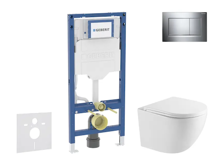 Geberit Duofix - Set předstěnové instalace, klozetu Oudee a sedátka softclose, tlačítko Sigma20, chrom SANI11CA1159