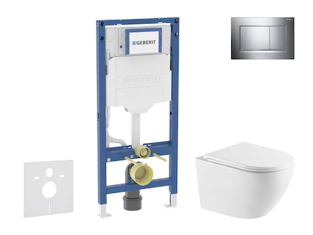 Geberit Duofix - Set předstěnové instalace, klozetu Oudee a sedátka softclose, tlačítko Sigma20, chrom SANI11CA1165