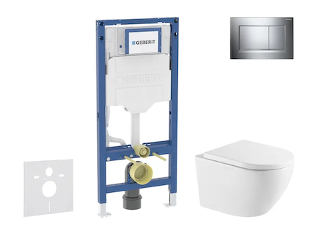 Geberit Duofix - Set předstěnové instalace, klozetu Oudee a sedátka softclose, tlačítko Sigma20, chrom SANI11CA1168