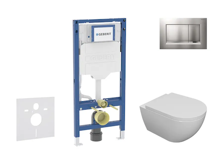 Geberit Duofix - Set předstěnové instalace, klozetu Oudee a sedátka softclose, tlačítko Sigma20, lakovaný chrom mat/chrom SANI11