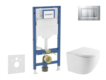 Geberit Duofix - Set předstěnové instalace, klozetu Oudee a sedátka softclose, tlačítko Sigma20, lakovaný chrom mat/chrom SANI11