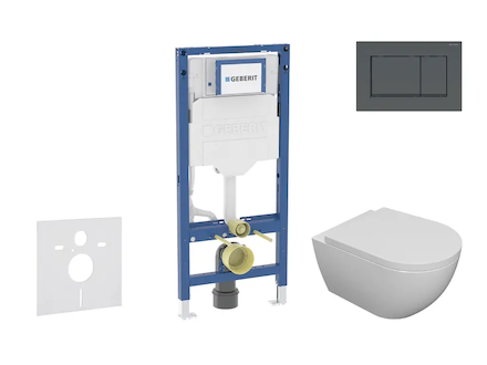 Geberit Duofix - Set předstěnové instalace, klozetu Oudee a sedátka softclose, tlačítko Sigma20, matná černá/černá SANI11CA5100B