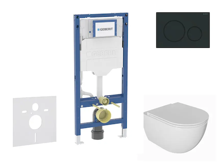 Geberit Duofix - Set předstěnové instalace, klozetu Oudee a sedátka softclose, tlačítko Sigma20, matná černá/černá SANI11CA5128B