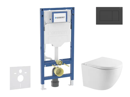 Geberit Duofix - Set předstěnové instalace, klozetu Oudee a sedátka softclose, tlačítko Sigma20, matná černá/černá SANI11CA5156