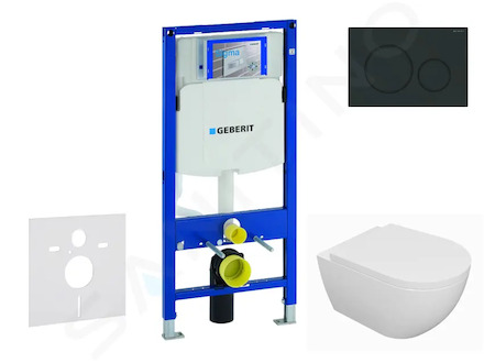 Geberit Duofix - Set předstěnové instalace, klozetu Oudee a sedátka softclose, tlačítko Sigma20, matná černá/černá SANI11CA5108