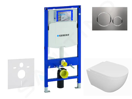 Geberit Duofix - Set předstěnové instalace, klozetu Oudee a sedátka softclose, tlačítko Sigma20, nerez SANI11CA6100