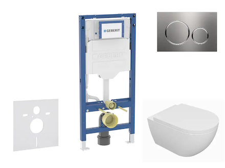 Geberit Duofix - Set předstěnové instalace, klozetu Oudee a sedátka softclose, tlačítko Sigma20, nerez SANI11CA6100B