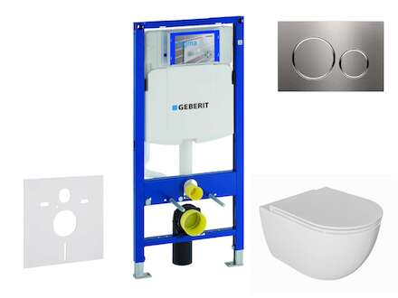 Geberit Duofix - Set předstěnové instalace, klozetu Oudee a sedátka softclose, tlačítko Sigma20, nerez SANI11CA6101