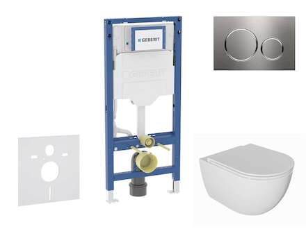 Geberit Duofix - Set předstěnové instalace, klozetu Oudee a sedátka softclose, tlačítko Sigma20, nerez SANI11CA6101B