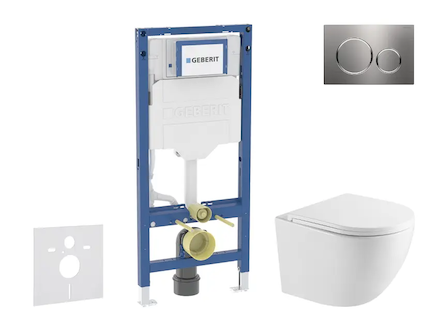 Geberit Duofix - Set předstěnové instalace, klozetu Oudee a sedátka softclose, tlačítko Sigma20, nerez SANI11CA6170