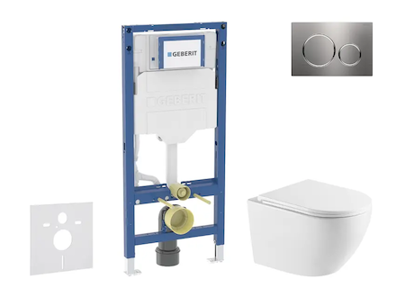 Geberit Duofix - Set předstěnové instalace, klozetu Oudee a sedátka softclose, tlačítko Sigma20, nerez SANI11CA6172