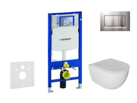 Geberit Duofix - Set předstěnové instalace, klozetu Oudee a sedátka softclose, tlačítko Sigma30, lakovaný chrom mat/chrom SANI11