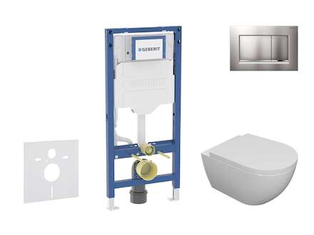 Geberit Duofix - Set předstěnové instalace, klozetu Oudee a sedátka softclose, tlačítko Sigma30, lakovaný chrom mat/chrom SANI11