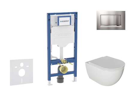 Geberit Duofix - Set předstěnové instalace, klozetu Oudee a sedátka softclose, tlačítko Sigma30, lakovaný chrom mat/chrom SANI11