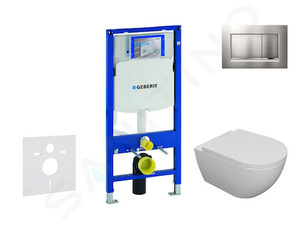 Geberit Duofix - Set předstěnové instalace, klozetu Oudee a sedátka softclose, tlačítko Sigma30, lakovaný chrom mat/chrom SANI11