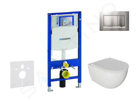 Geberit Duofix - Set předstěnové instalace, klozetu Oudee a sedátka softclose, tlačítko Sigma30, lakovaný chrom mat/chrom SANI11
