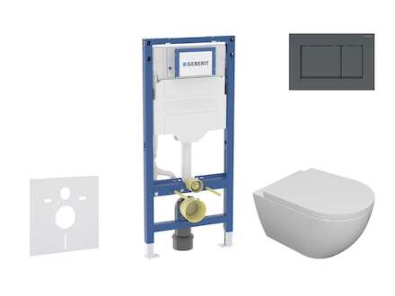 Geberit Duofix - Set předstěnové instalace, klozetu Oudee a sedátka softclose, tlačítko Sigma30, matná černá/černá SANI11CA5100B