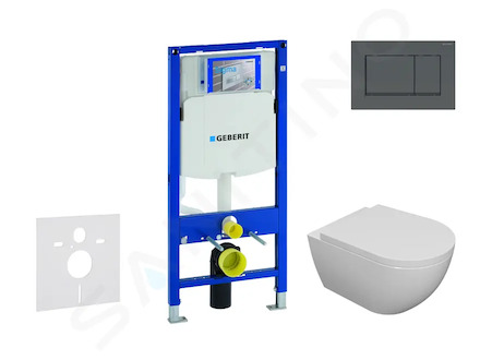 Geberit Duofix - Set předstěnové instalace, klozetu Oudee a sedátka softclose, tlačítko Sigma30, matná černá/černá SANI11CA5100