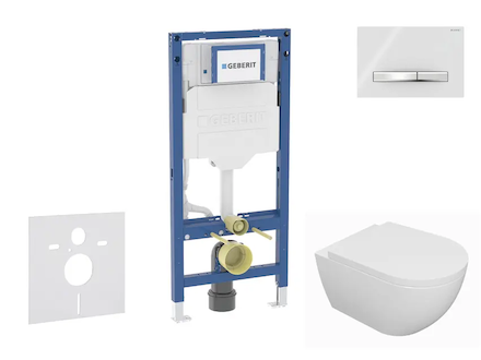 Geberit Duofix - Set předstěnové instalace, klozetu Oudee a sedátka softclose, tlačítko Sigma50, chrom/alpská bílá SANI11CA3126B