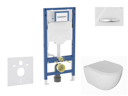 Geberit Duofix - Set předstěnové instalace, klozetu Oudee a sedátka softclose, tlačítko Sigma50, chrom/alpská bílá SANI11CA3134B