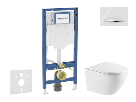 Geberit Duofix - Set předstěnové instalace, klozetu Oudee a sedátka softclose, tlačítko Sigma50, chrom/alpská bílá SANI11CA31122