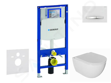 Geberit Duofix - Set předstěnové instalace, klozetu Oudee a sedátka softclose, tlačítko Sigma50, chrom/alpská bílá SANI11CA3134