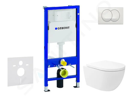 Geberit Duofix - Set předstěnové instalace, klozetu Oudee Vortex a sedátka softclose, tlačítko Delta, bílá SANI11CA3180