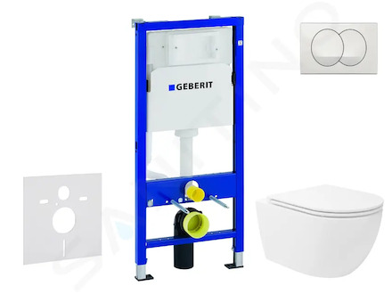 Geberit Duofix - Set předstěnové instalace, klozetu Oudee Vortex a sedátka softclose, tlačítko Delta, bílá SANI11CA3191