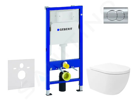 Geberit Duofix - Set předstěnové instalace, klozetu Oudee Vortex a sedátka softclose, tlačítko Delta01, lesklý chrom SANI11CA115