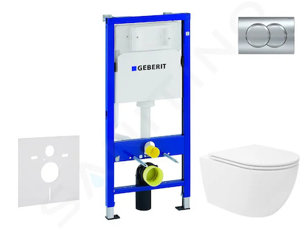 Geberit Duofix - Set předstěnové instalace, klozetu Oudee Vortex a sedátka softclose, tlačítko Delta01, lesklý chrom SANI11CA115