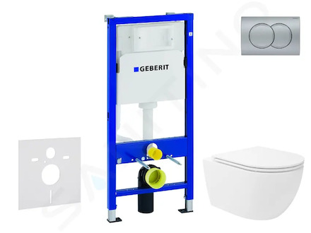 Geberit Duofix - Set předstěnové instalace, klozetu Oudee Vortex a sedátka softclose, tlačítko Delta01, matný chrom SANI11CA1157