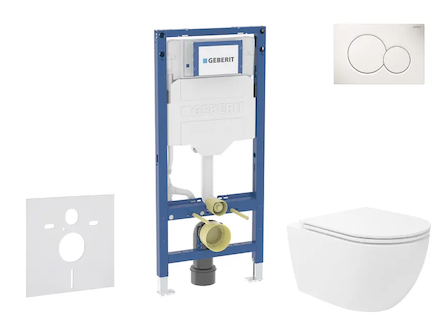 Geberit Duofix - Set předstěnové instalace, klozetu Oudee Vortex a sedátka softclose, tlačítko Sigma01, alpská bílá SANI11CA3184
