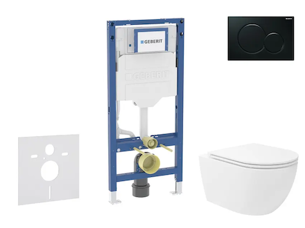 Geberit Duofix - Set předstěnové instalace, klozetu Oudee Vortex a sedátka softclose, tlačítko Sigma01, černá SANI11CA5151B