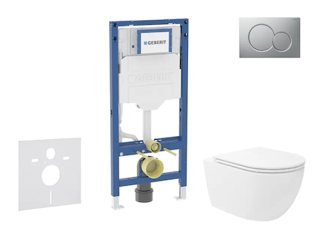 Geberit Duofix - Set předstěnové instalace, klozetu Oudee Vortex a sedátka softclose, tlačítko Sigma01, lakovaný matný chrom SAN