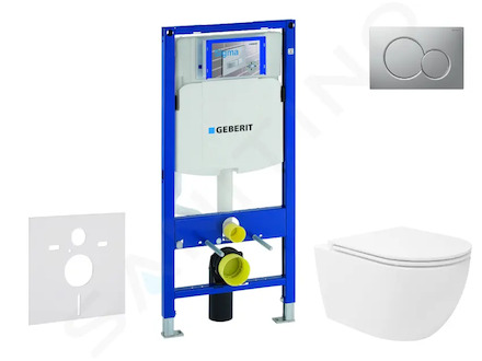 Geberit Duofix - Set předstěnové instalace, klozetu Oudee Vortex a sedátka softclose, tlačítko Sigma01, lakovaný matný chrom SAN