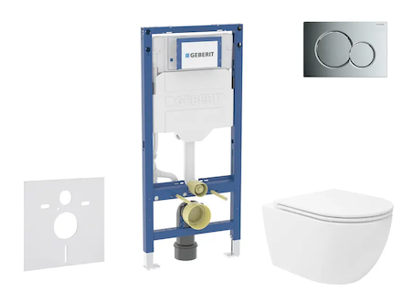 Geberit Duofix - Set předstěnové instalace, klozetu Oudee Vortex a sedátka softclose, tlačítko Sigma01, lesklý chrom SANI11CA115