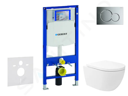 Geberit Duofix - Set předstěnové instalace, klozetu Oudee Vortex a sedátka softclose, tlačítko Sigma01, lesklý chrom SANI11CA114