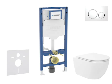 Geberit Duofix - Set předstěnové instalace, klozetu Oudee Vortex a sedátka softclose, tlačítko Sigma20, bílá/chrom SANI11CA3185B