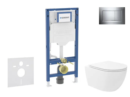 Geberit Duofix - Set předstěnové instalace, klozetu Oudee Vortex a sedátka softclose, tlačítko Sigma20, chrom SANI11CA1153B